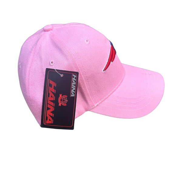 New England Patriots Pink Baseball Hat with Red Blue Patriot Logo by Haina NEW - Picture 2 of 5